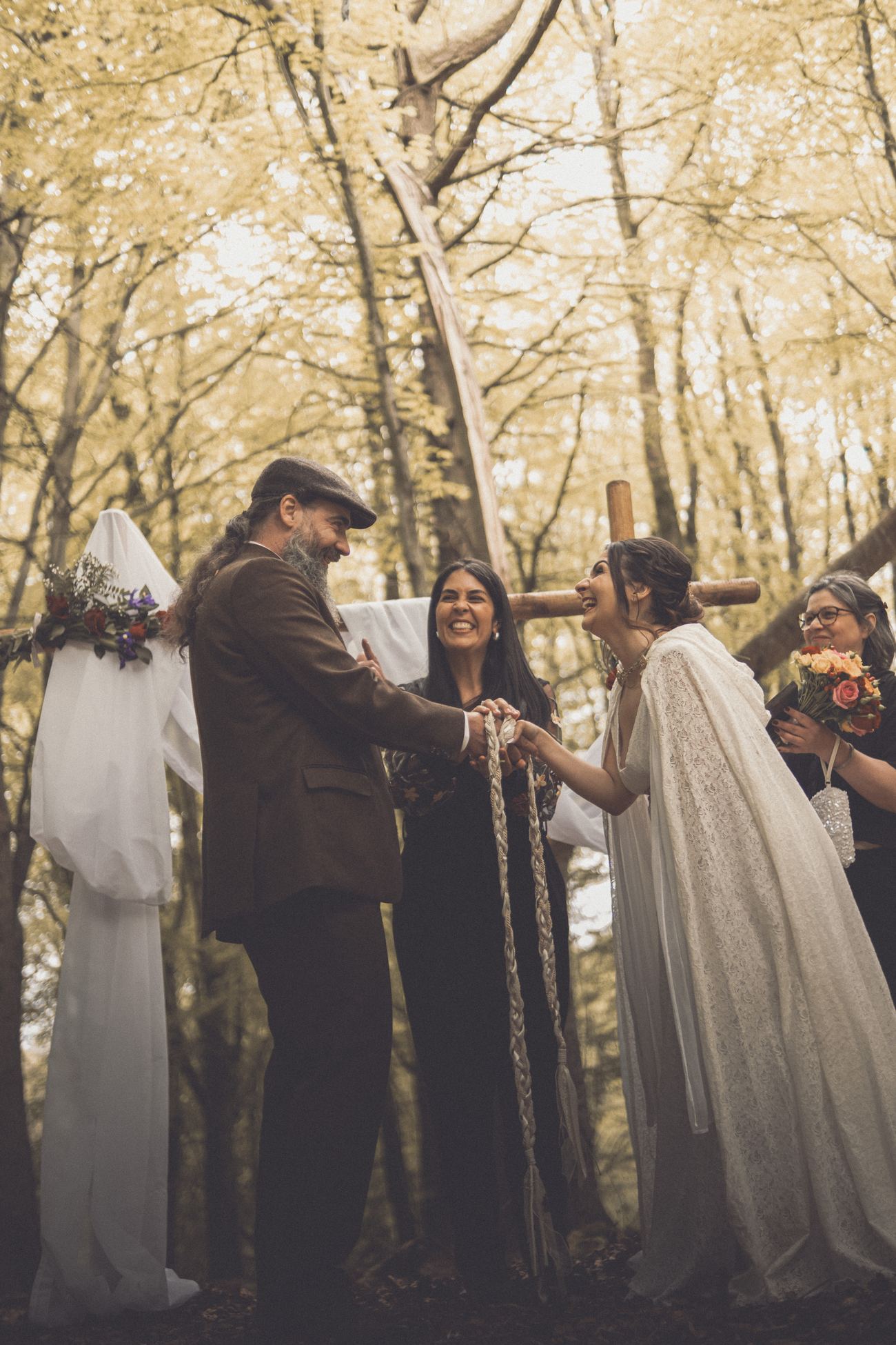 Forest handfasting joy moment