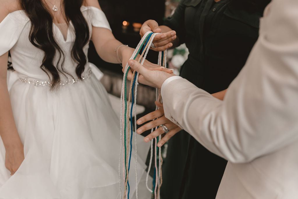 Handfasting ritual close-up